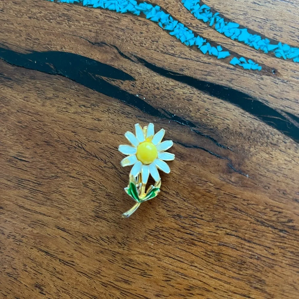 Vintage daisy brooch mid century modern pin as is - Picture 5 of 5